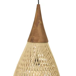 Suspension goutte 35x35cm rotin couleur naturelle et teck FOLELLI