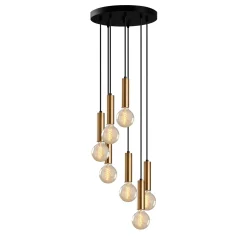 Suspension grappe vintage noir et or 7 lampes SILE