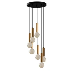 Suspension grappe vintage noir et or 7 lampes SILE
