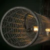 Suspension industrielle cylindre grillagé 2 lampes RALF