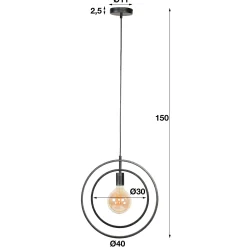 Suspension industrielle 1 lampe anneaux croisés TRIBECA