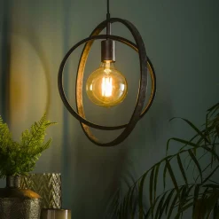 Suspension industrielle 1 lampe anneaux croisés TRIBECA