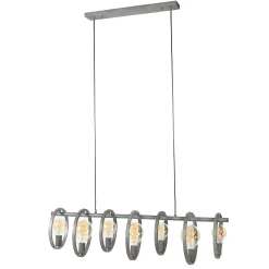 Suspension industrielle 7 lampes cercles finition argent vieilli RALF