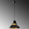 Suspension industrielle métal noir & doré, avec grille SILE