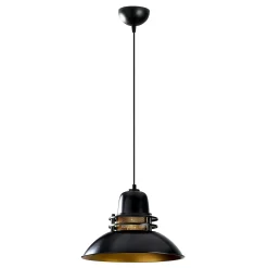Suspension industrielle métal noir & doré, avec grille SILE