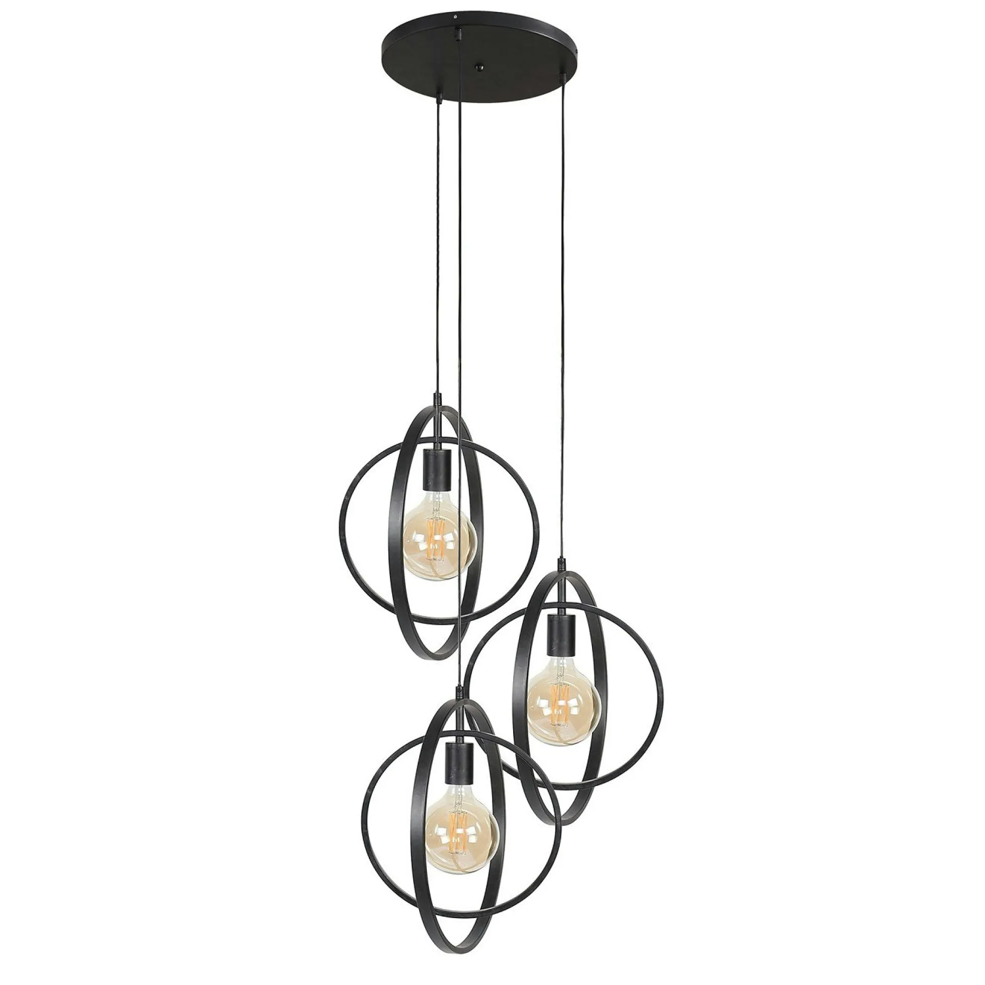 Suspension industrielle étagée 3 lampes anneaux croisés TRIBECA