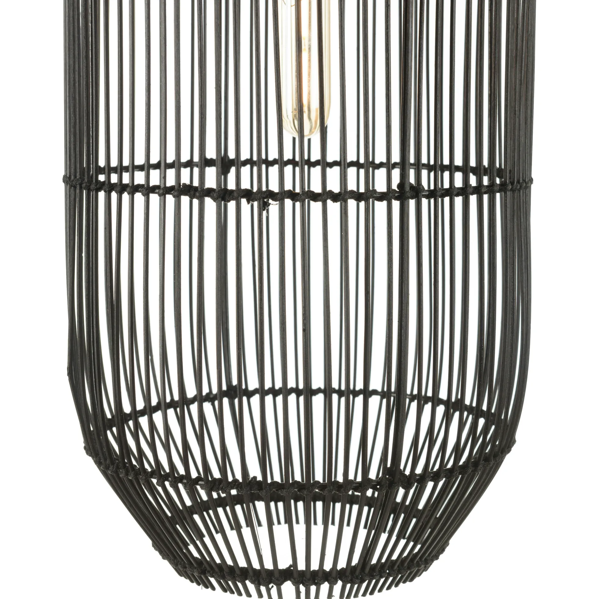 Suspension longue 25x25cm en rotin couleur noire et teck FOLELLI