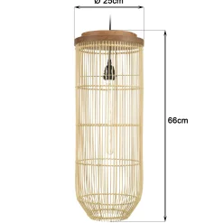 Suspension longue 25x25cm rotin couleur naturelle et teck FOLELLI
