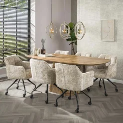 Suspension îlot beige mat, 3 anneaux pivotants métal TRIBECA