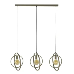 Suspension îlot beige mat, 3 anneaux pivotants métal TRIBECA