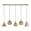 Suspension îlot cuisine 5 abat-jour métal beige TRIBECA