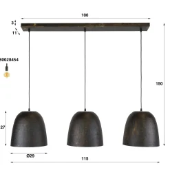 Suspension îlot cuisine 3 abat-jour brun vintage RALF