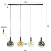 Suspension îlot cuisine 4 globes multicolores NOVA