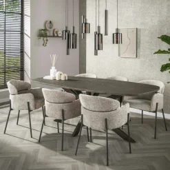 Suspension îlot cuisine verre brun et métal 9 lampes NOVA