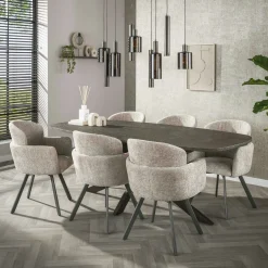Suspension îlot cuisine verre brun et métal 9 lampes NOVA