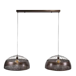 Suspension îlot cuisine vintage métal cuivré 2 lampes RALF