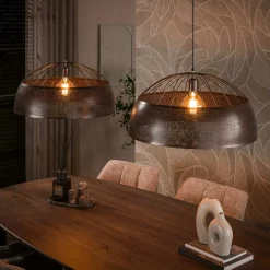 Suspension îlot cuisine vintage métal cuivré 2 lampes RALF