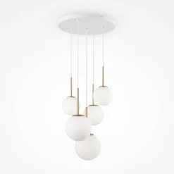 Suspension moderne blanche - 5 globes en grappe DELTONA