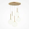 Suspension moderne blanc & or - 5 globes en grappe DELTONA