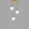 Suspension moderne dorée 3 globes verre dépoli SIERRE