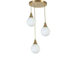 Suspension moderne dorée 3 globes verre dépoli SIERRE