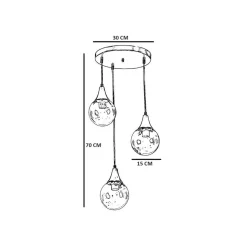 Suspension moderne dorée 3 globes verre dépoli SIERRE