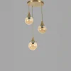 Suspension moderne dorée 3 globes verre ambré SIERRE
