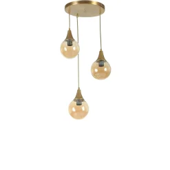 Suspension moderne dorée 3 globes verre ambré SIERRE