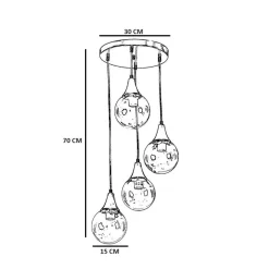 Suspension moderne dorée 4 globes verre dépoli SIERRE