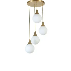 Suspension moderne dorée 4 globes verre dépoli SIERRE