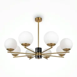 Suspension moderne – 8 globes & marbre noir DELTONA