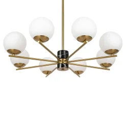 Suspension moderne – 8 globes & marbre noir DELTONA