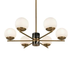 Suspension moderne – 6 globes & marbre noir DELTONA