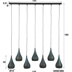 Suspension moderne goutte 7 lampes ajourées RALF