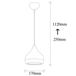 Suspension moderne laquée noire et cuivre, forme goutte SILE
