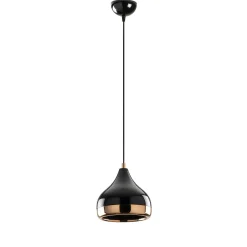 Suspension moderne laquée noire et cuivre, forme goutte SILE