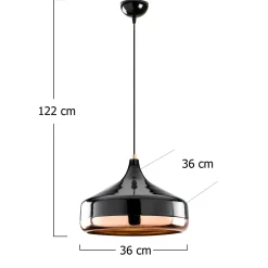 Suspension moderne noire et cuivre forme évasée SILE