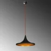 Suspension moderne noire mate câble rouge, forme évasée SILE