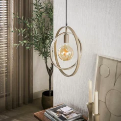 Suspension métal beige 1 anneau pivotant TRIBECA