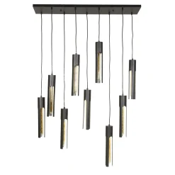 Suspension noire 9 abat-jour forme tube RALF