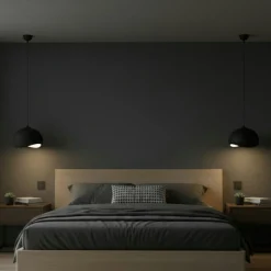 Suspension noire design organique 34 cm NOXIS