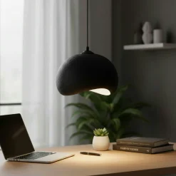 Suspension noire design organique 34 cm NOXIS