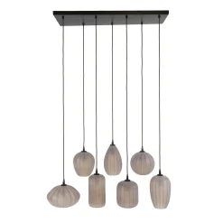 Suspension salle à manger verre brun dépoli 7 lampes NOVA