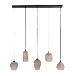 Suspension salle à manger verre brun dépoli 5 lampes NOVA