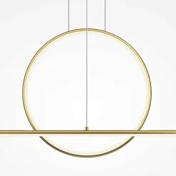 Suspension salon – anneau et barre horizontale dorée SALEM