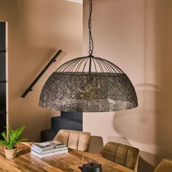 Suspension vintage en métal brun sombre travaillé Ø80 cm TRIBECA