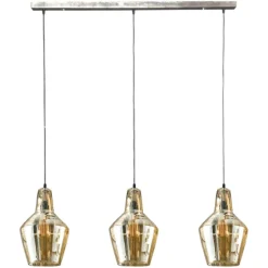 Suspension vintage en verre ambré 3 lampes LUCKNOW