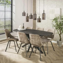 Suspension vintage en verre – 6 abat–jour bruns NOVA