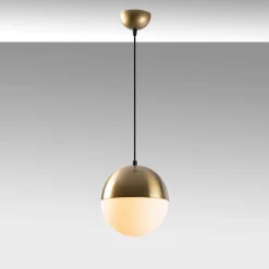 Suspension vintage globe blanc & doré Ø20 cm SIERRE