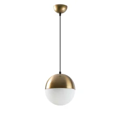 Suspension vintage globe blanc & doré Ø20 cm SIERRE